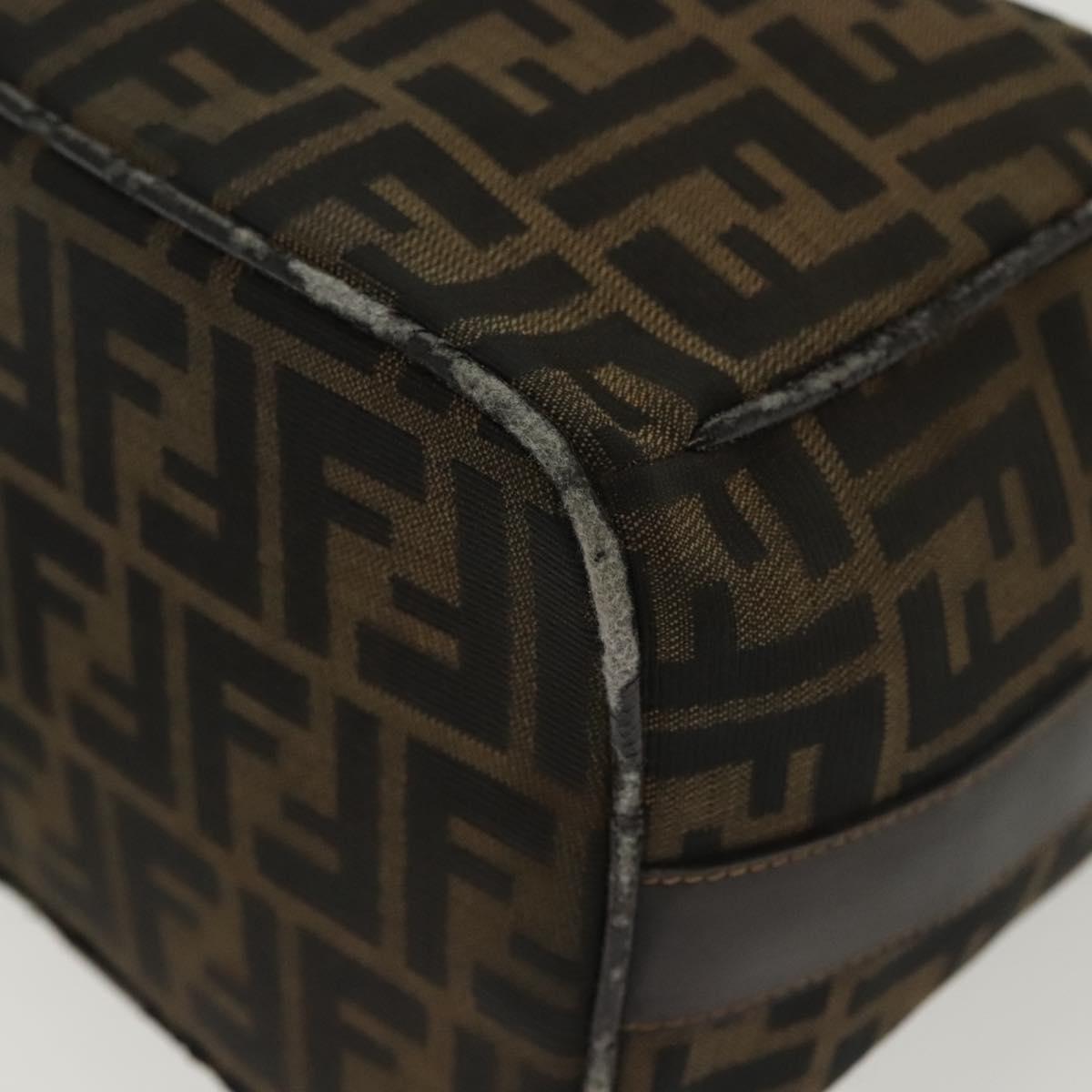 FENDI Zucca Canvas Vanity Pouch Black Brown gold Auth 136534
