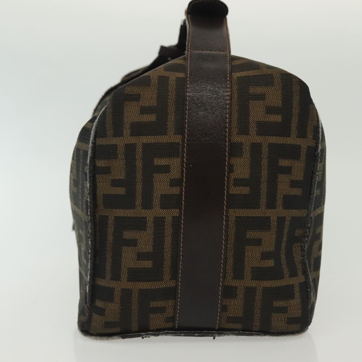 FENDI Zucca Canvas Vanity Pouch Black Brown gold Auth 136534