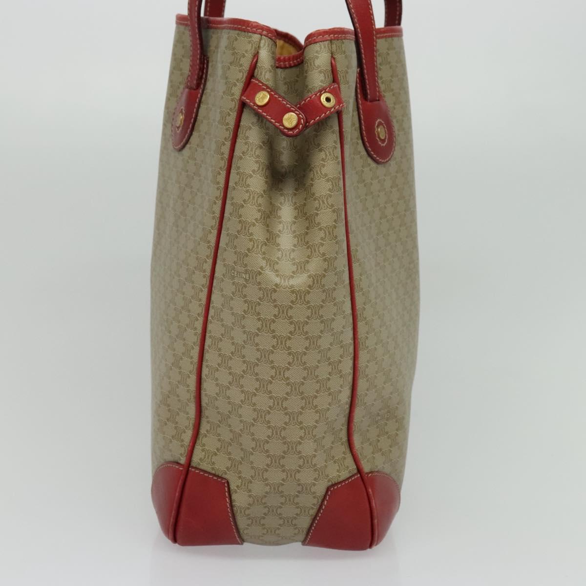 CELINE Macadam Canvas Tote Bag PVC Beige Gold Auth 136536