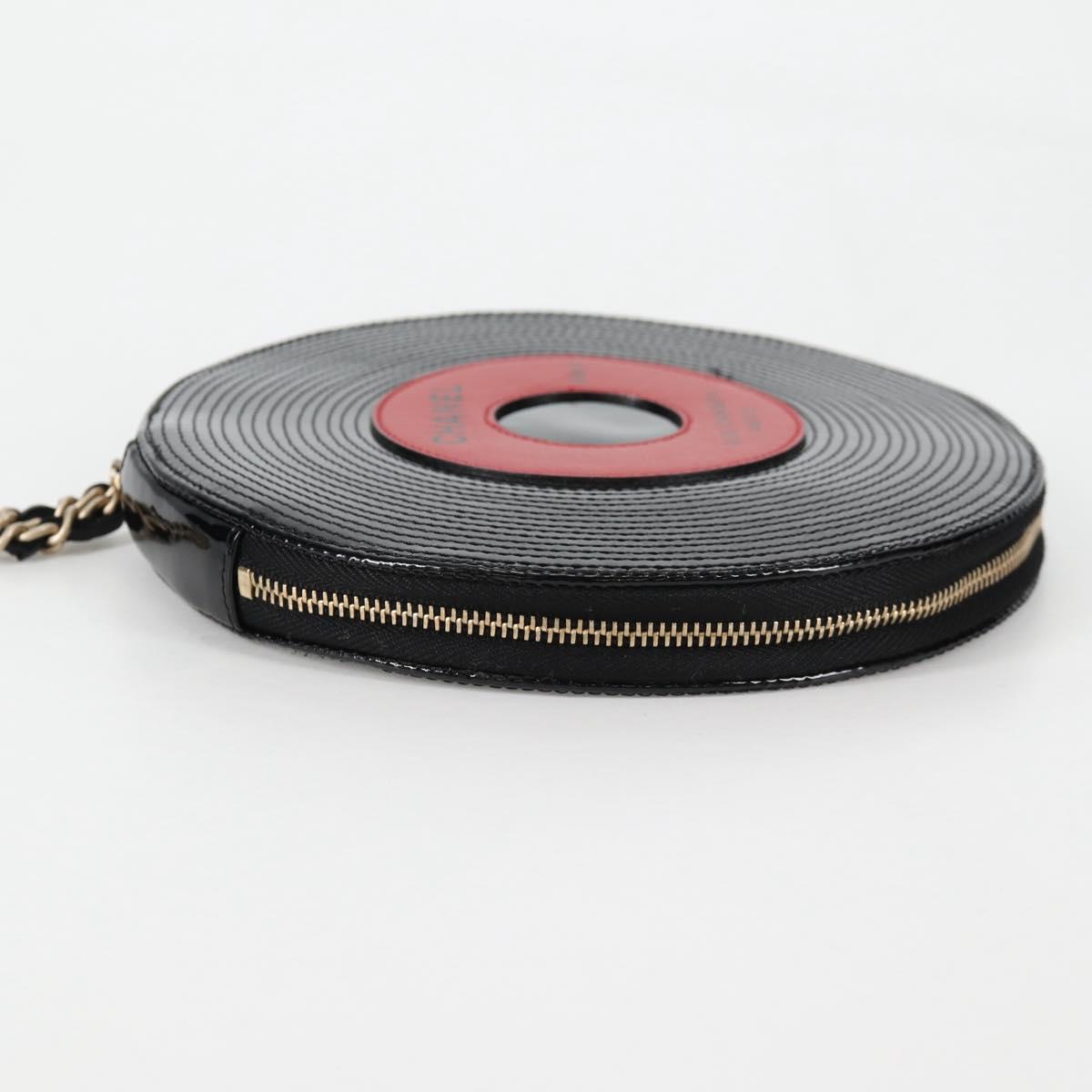 CHANEL Pouch Patent leather Black CC Auth 136541SM