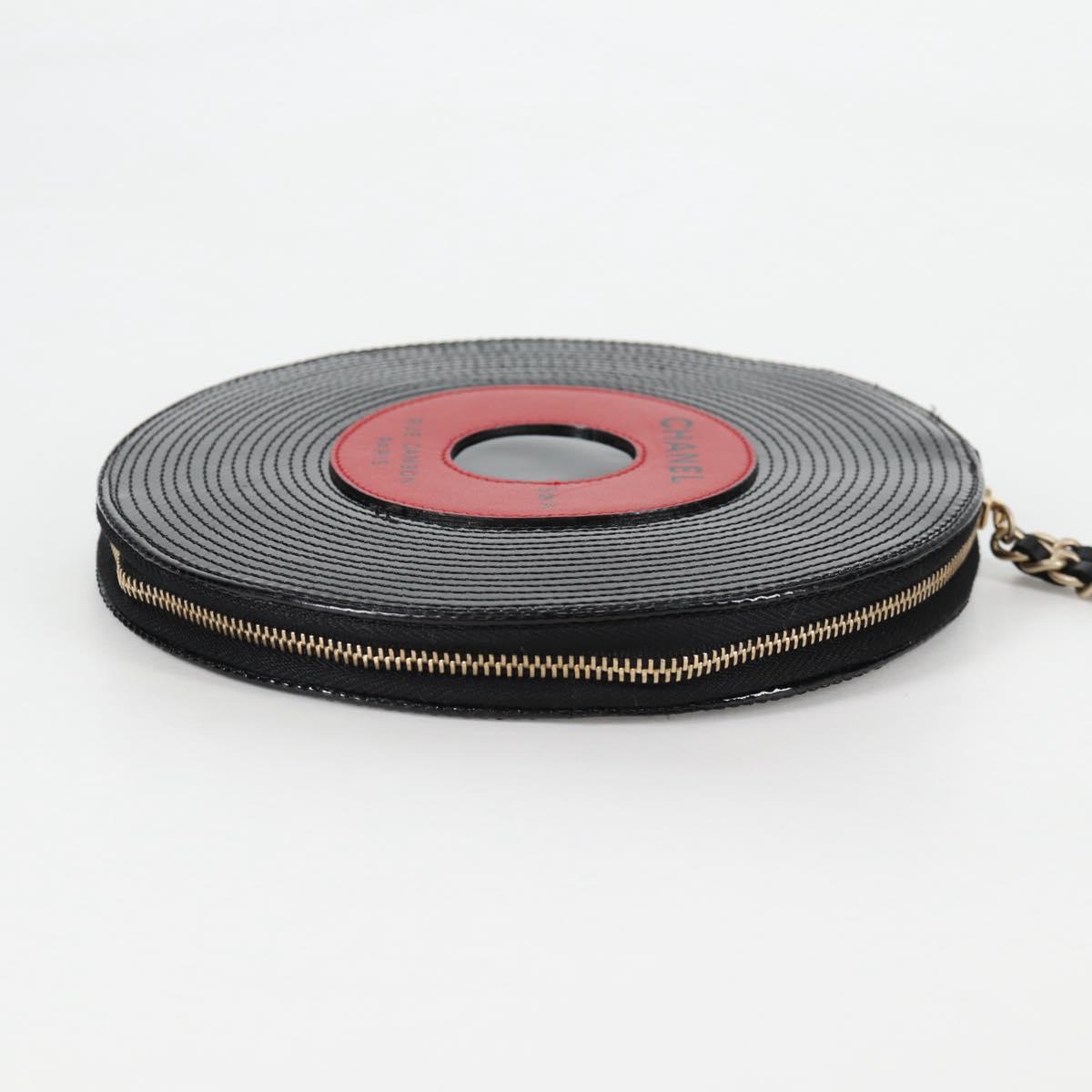 CHANEL Pouch Patent leather Black CC Auth 136541SM