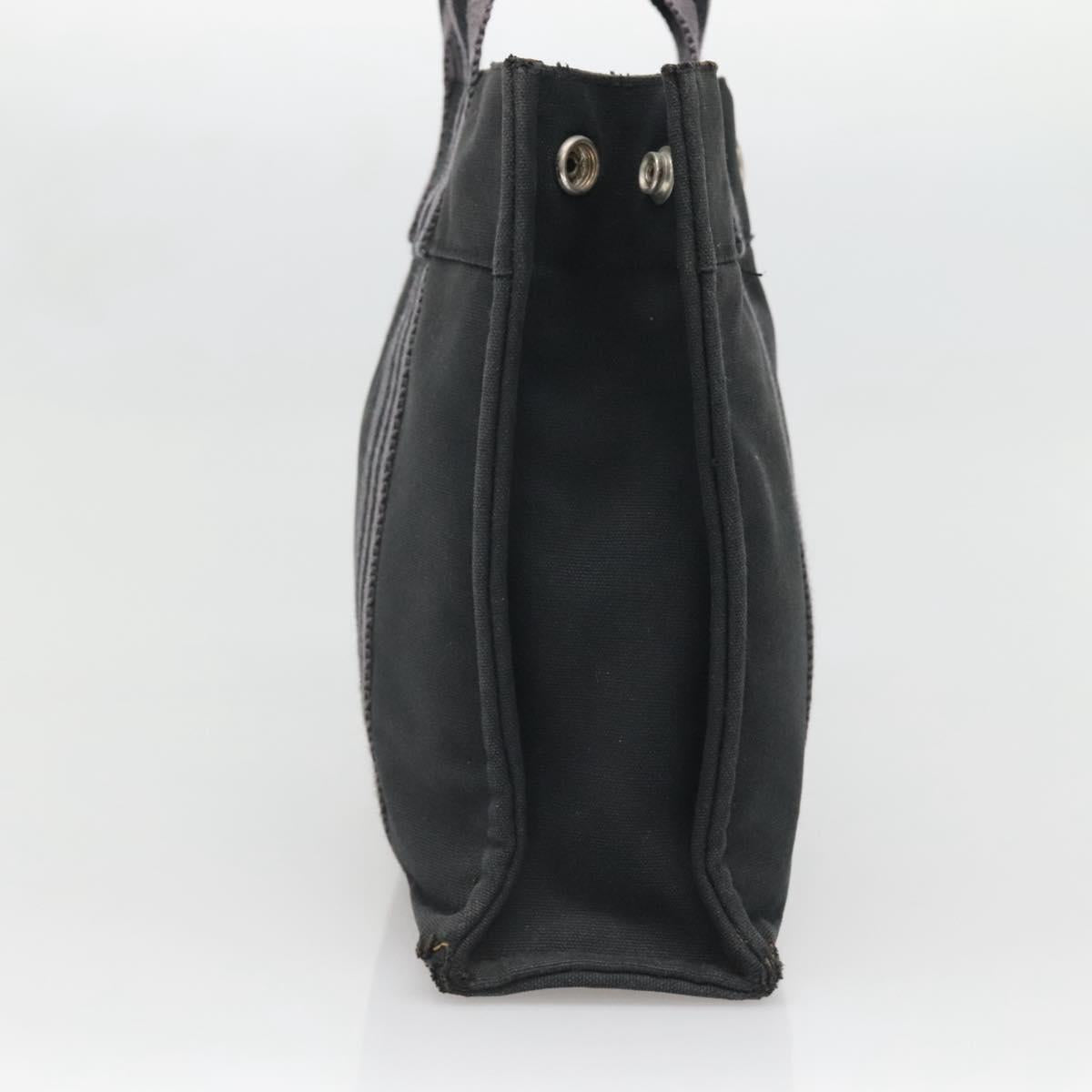 HERMES Fourre Tout PM Hand Bag Canvas Black Gray Auth 136542
