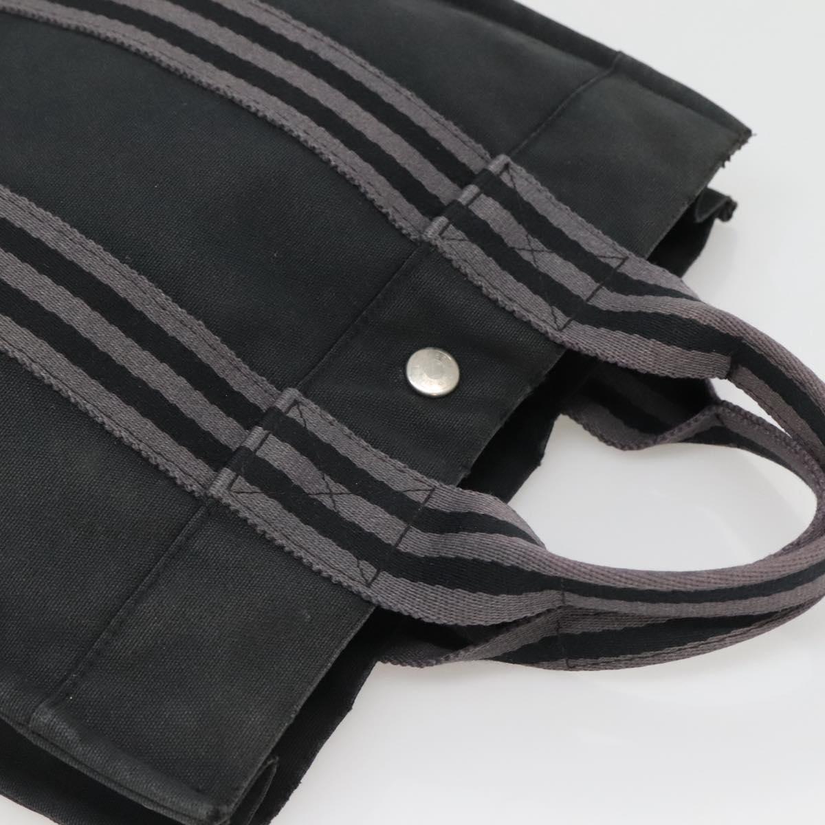 HERMES Fourre Tout PM Hand Bag Canvas Black Gray Auth 136542