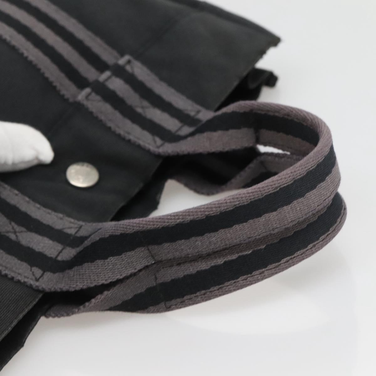 HERMES Fourre Tout PM Hand Bag Canvas Black Gray Auth 136542