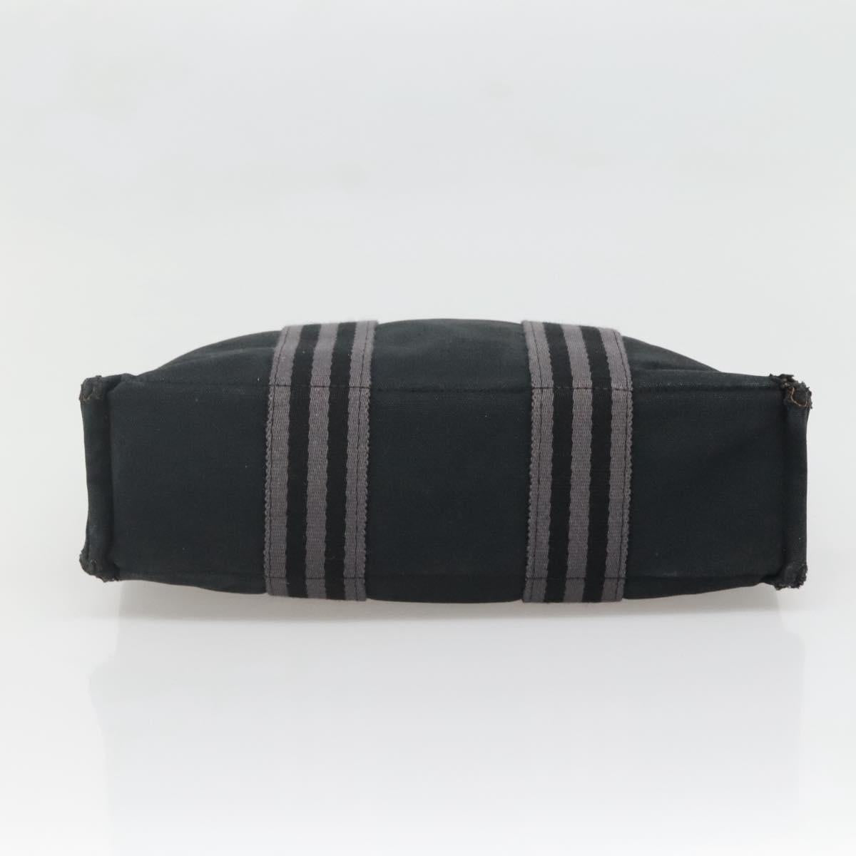 HERMES Fourre Tout PM Hand Bag Canvas Black Gray Auth 136542