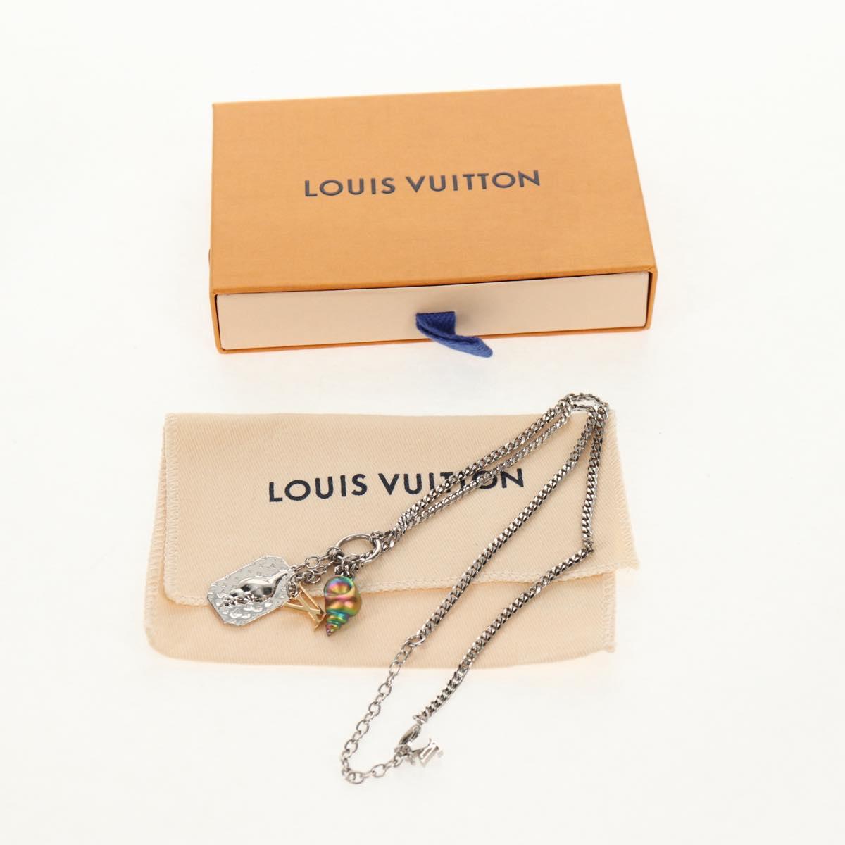 LOUIS VUITTON Shell Necklace metal Silver M01495 LV Auth 136561SAM