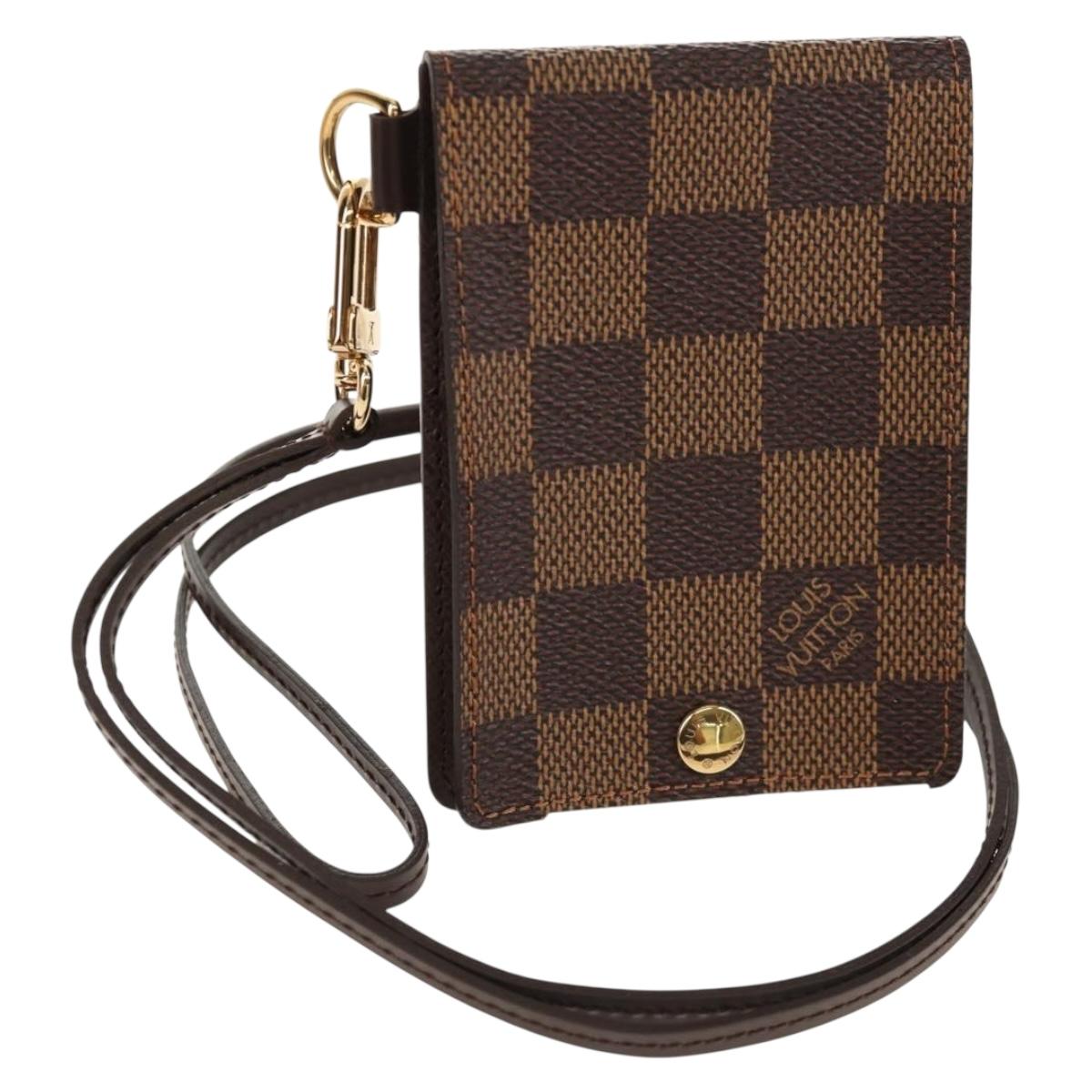 LOUIS VUITTON Damier Ebene Porte Cartes ID Bandouliere Case N60016 Auth 136567V