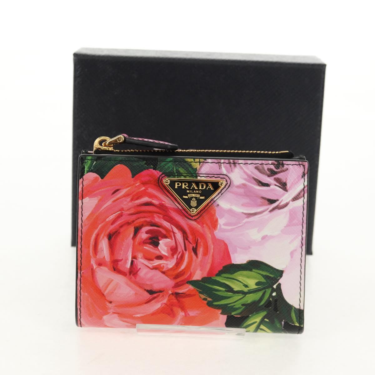 PRADA Bifold Wallet Leather Pink Auth 136570V