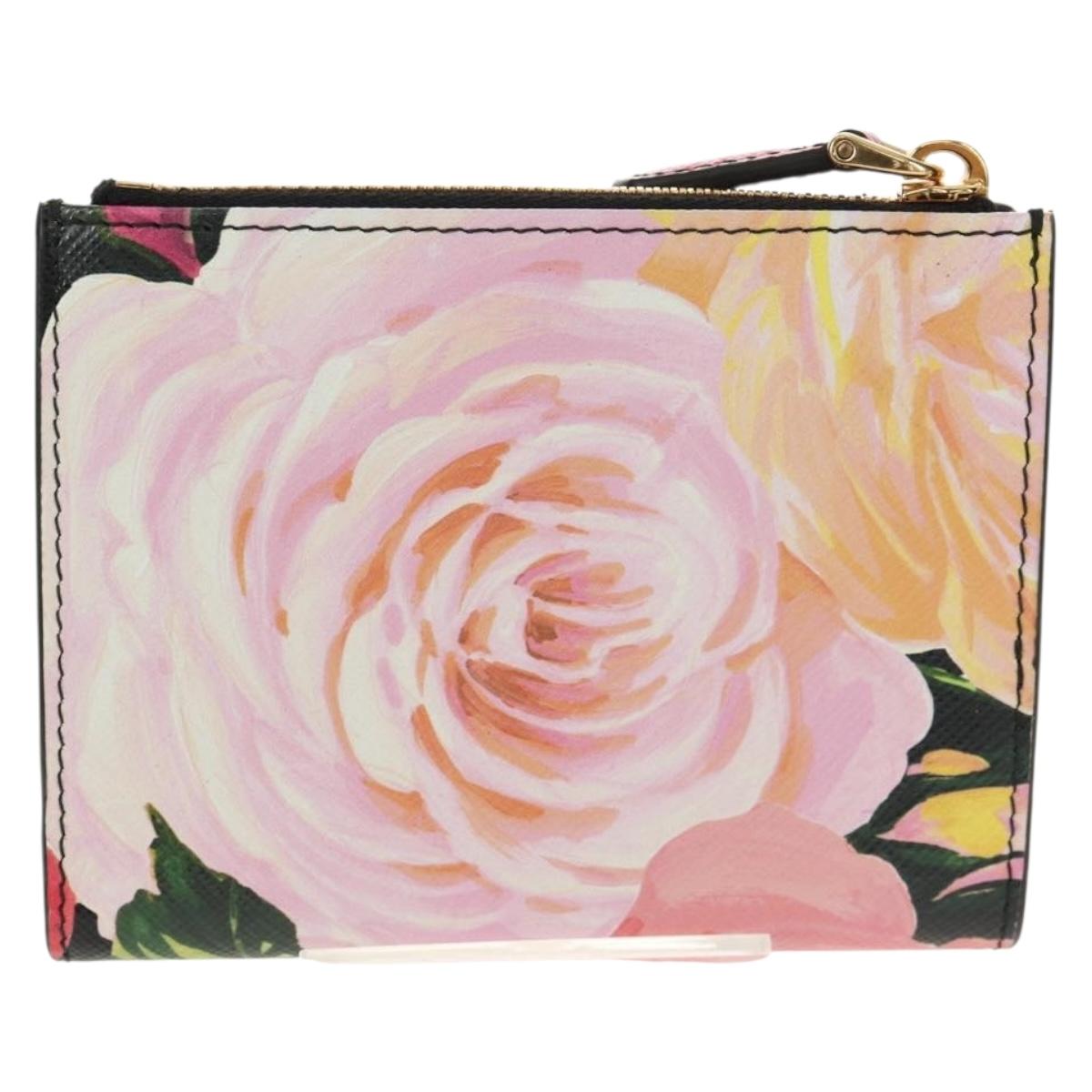 PRADA Bifold Wallet Leather Pink Auth 136570V