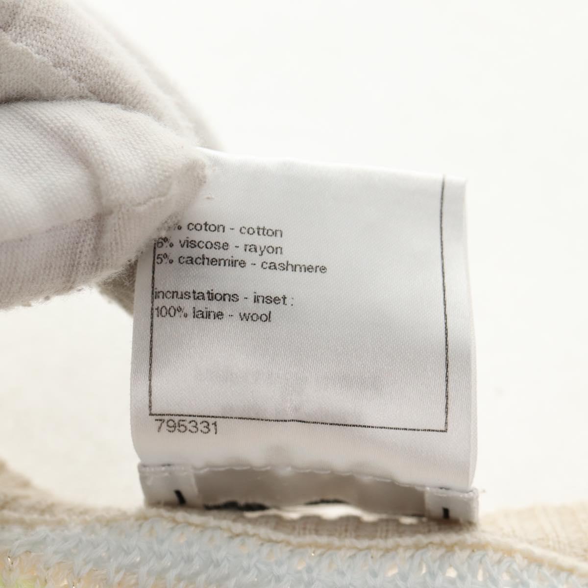 CHANEL Long Dress Shirt Wool Beige CC Auth 136572M