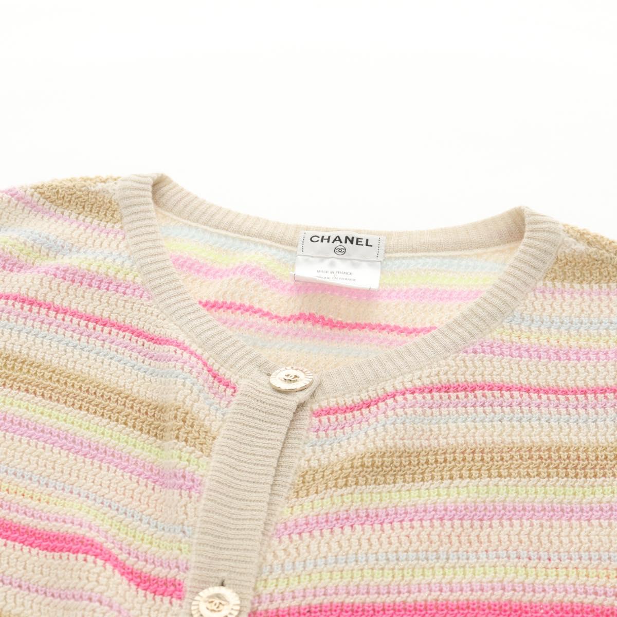 CHANEL Long Dress Shirt Wool Beige CC Auth 136572M