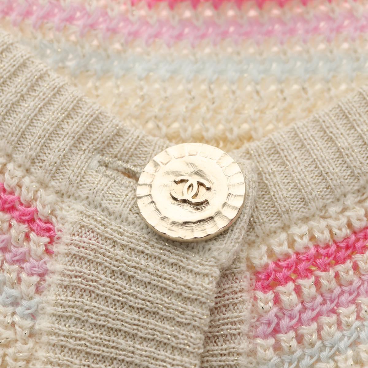 CHANEL Long Dress Shirt Wool Beige CC Auth 136572M