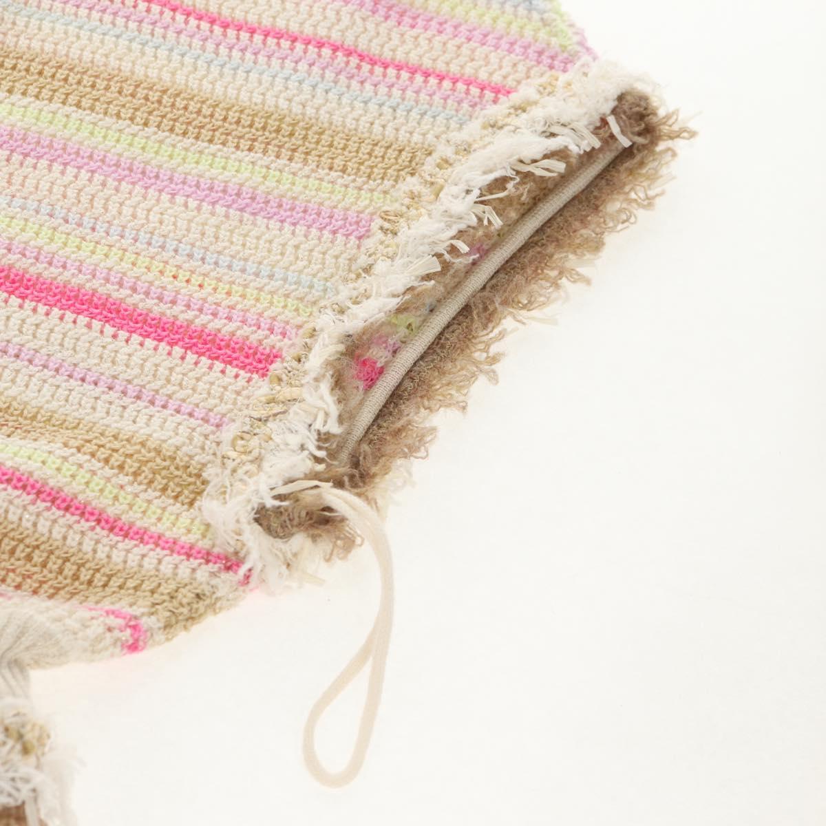 CHANEL Long Dress Shirt Wool Beige CC Auth 136572M