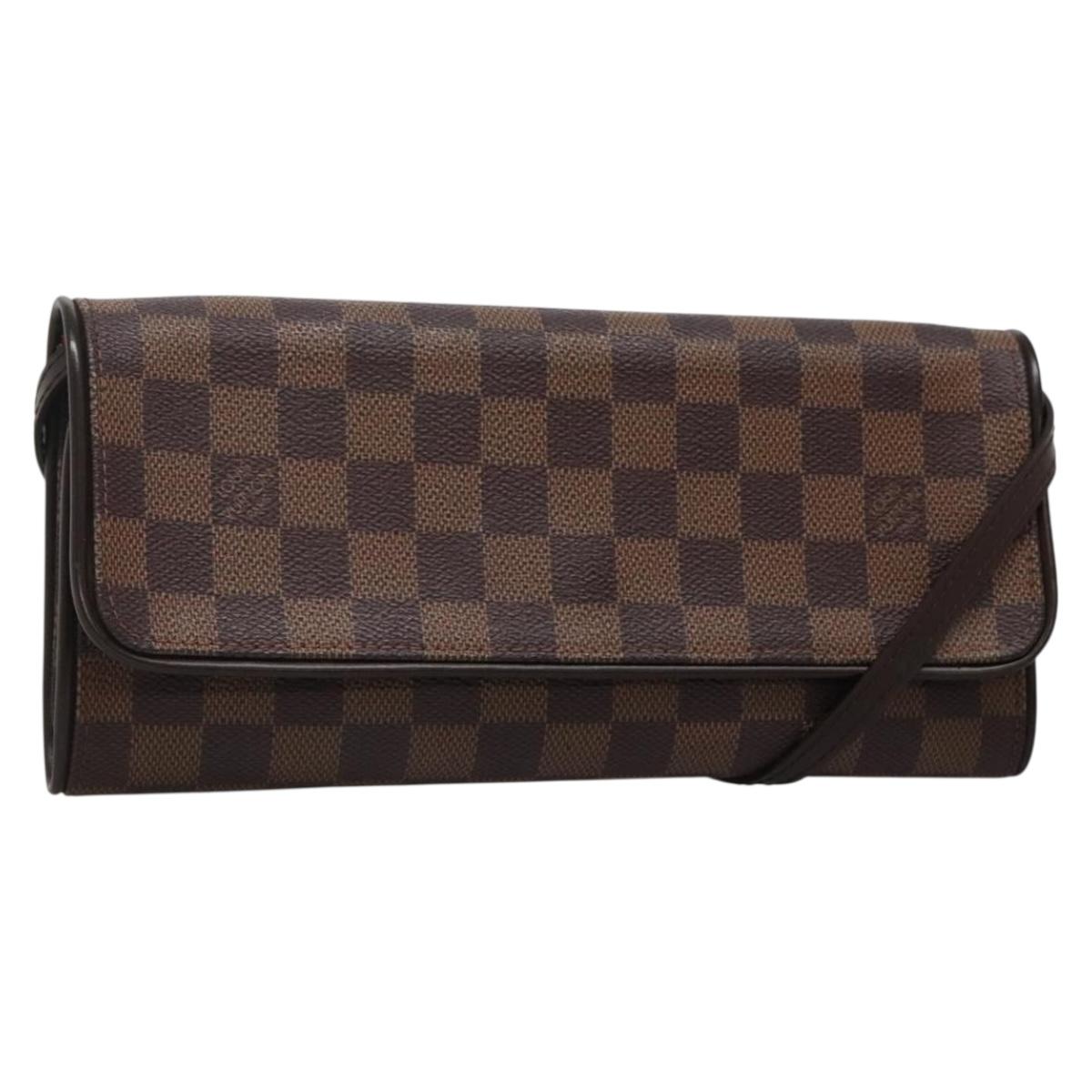 LOUIS VUITTON Damier Ebene Pochette Twin GM Shoulder Bag SPO LV Auth 136595V