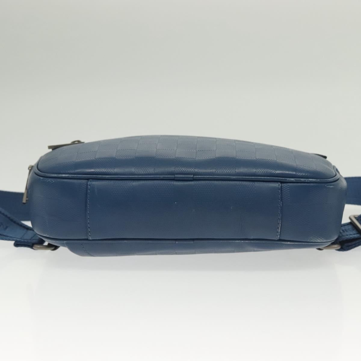 LOUIS VUITTON Damier Infini Ambreil Bag Leather Blue N41354 LV Auth 136610