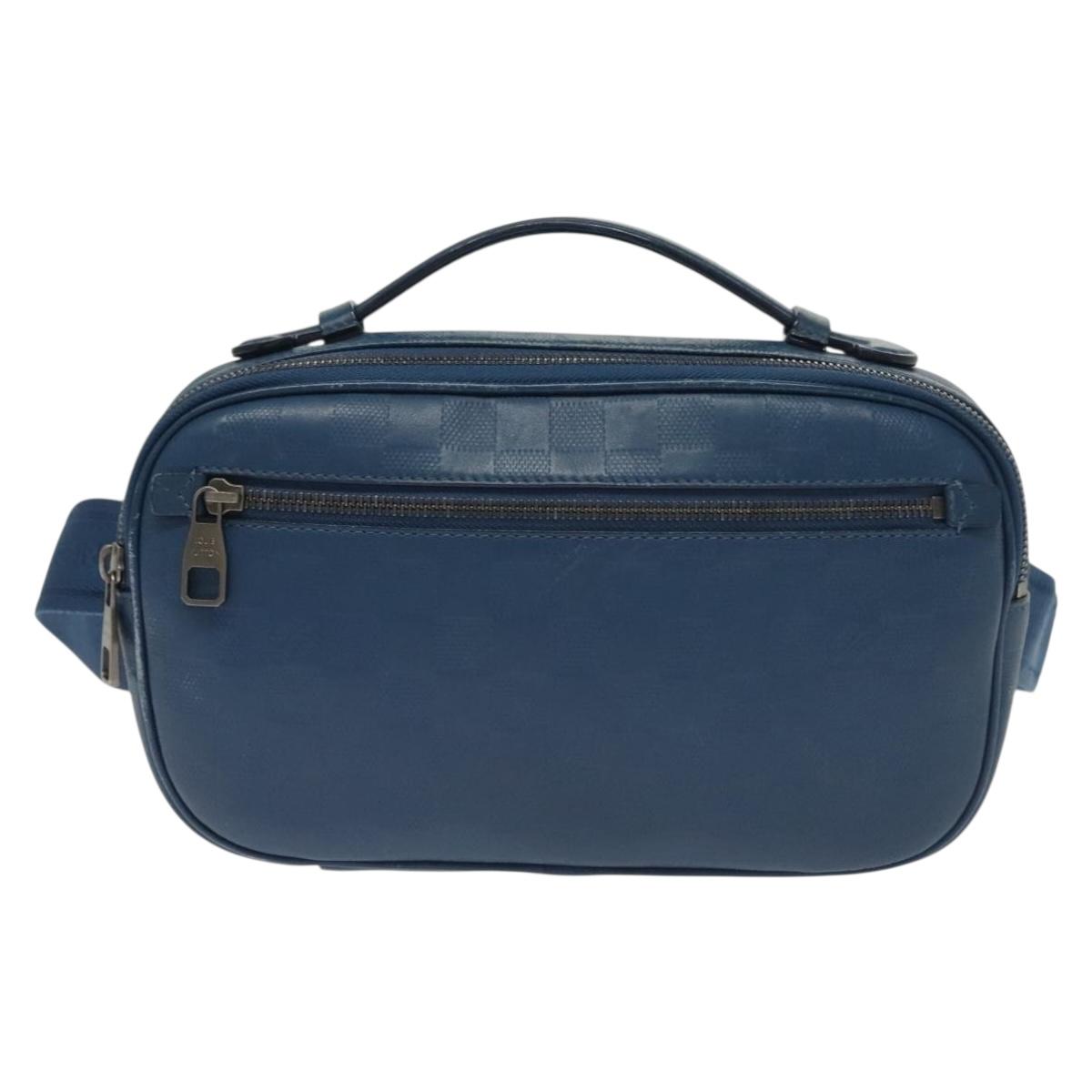 LOUIS VUITTON Damier Infini Ambreil Bag Leather Blue N41354 LV Auth 136610