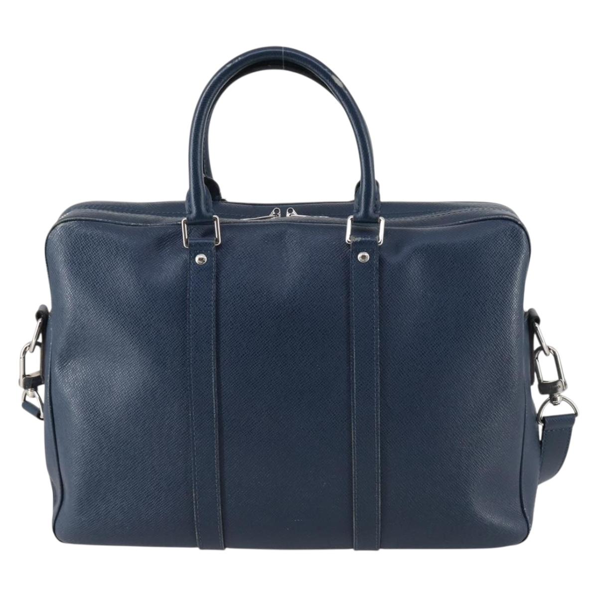 LOUIS VUITTON Taiga Porte Documents Voyage PM Bag 2way Blue M30639 Auth 136614