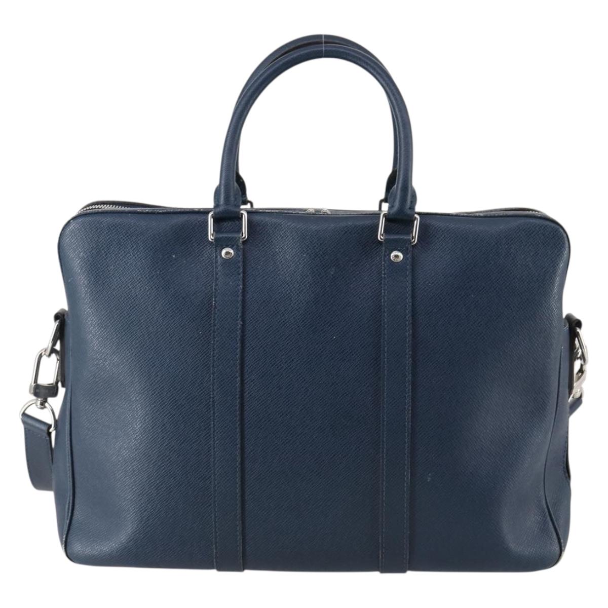 LOUIS VUITTON Taiga Porte Documents Voyage PM Bag 2way Blue M30639 Auth 136614