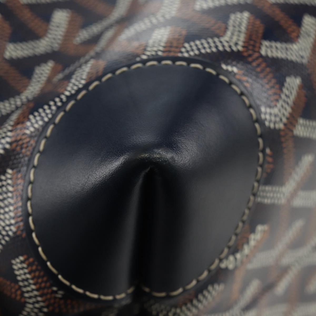 GOYARD Herringbone Bowling 25 Clutch Bag PVC Leather Navy Auth 136620M