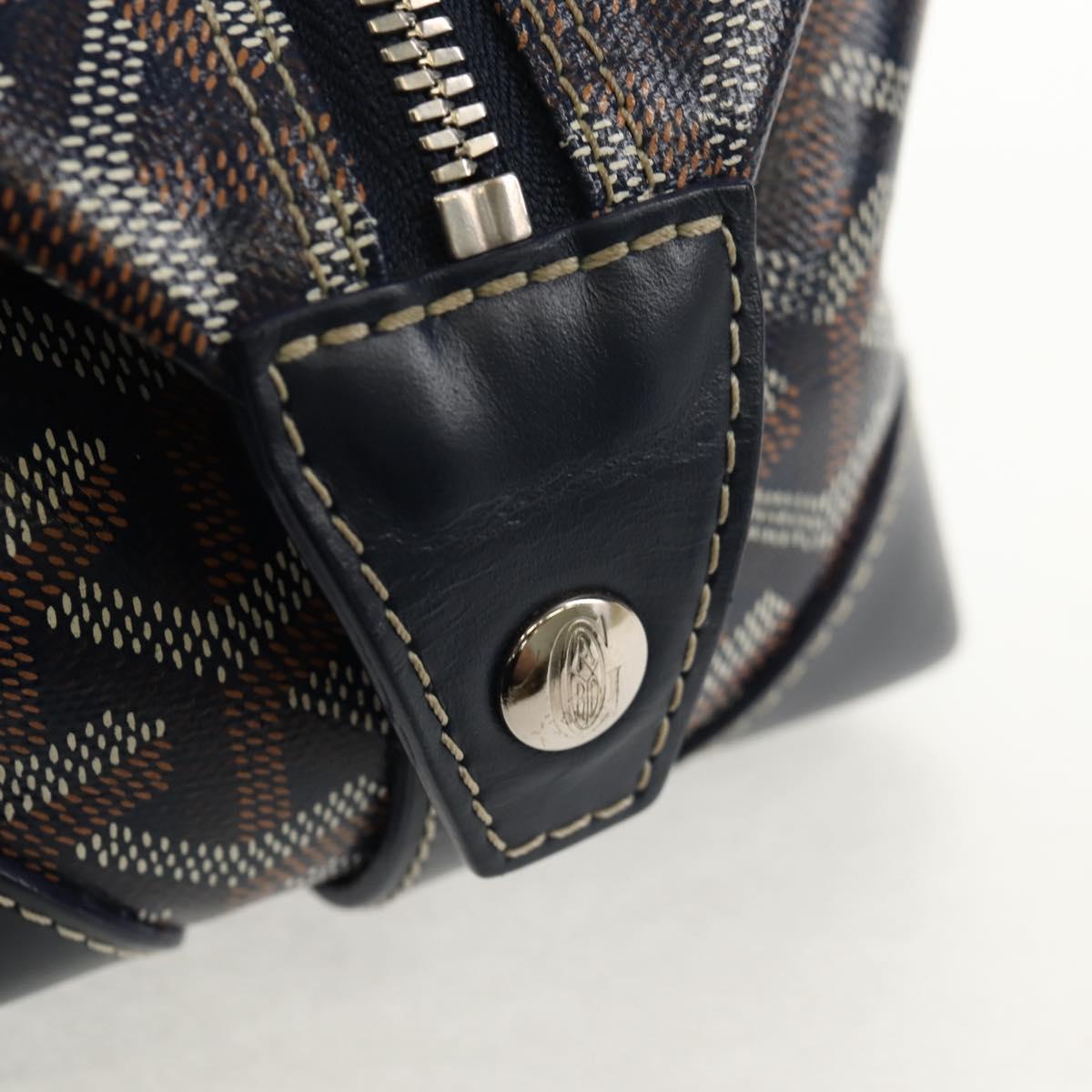 GOYARD Herringbone Bowling 25 Clutch Bag PVC Leather Navy Auth 136620M