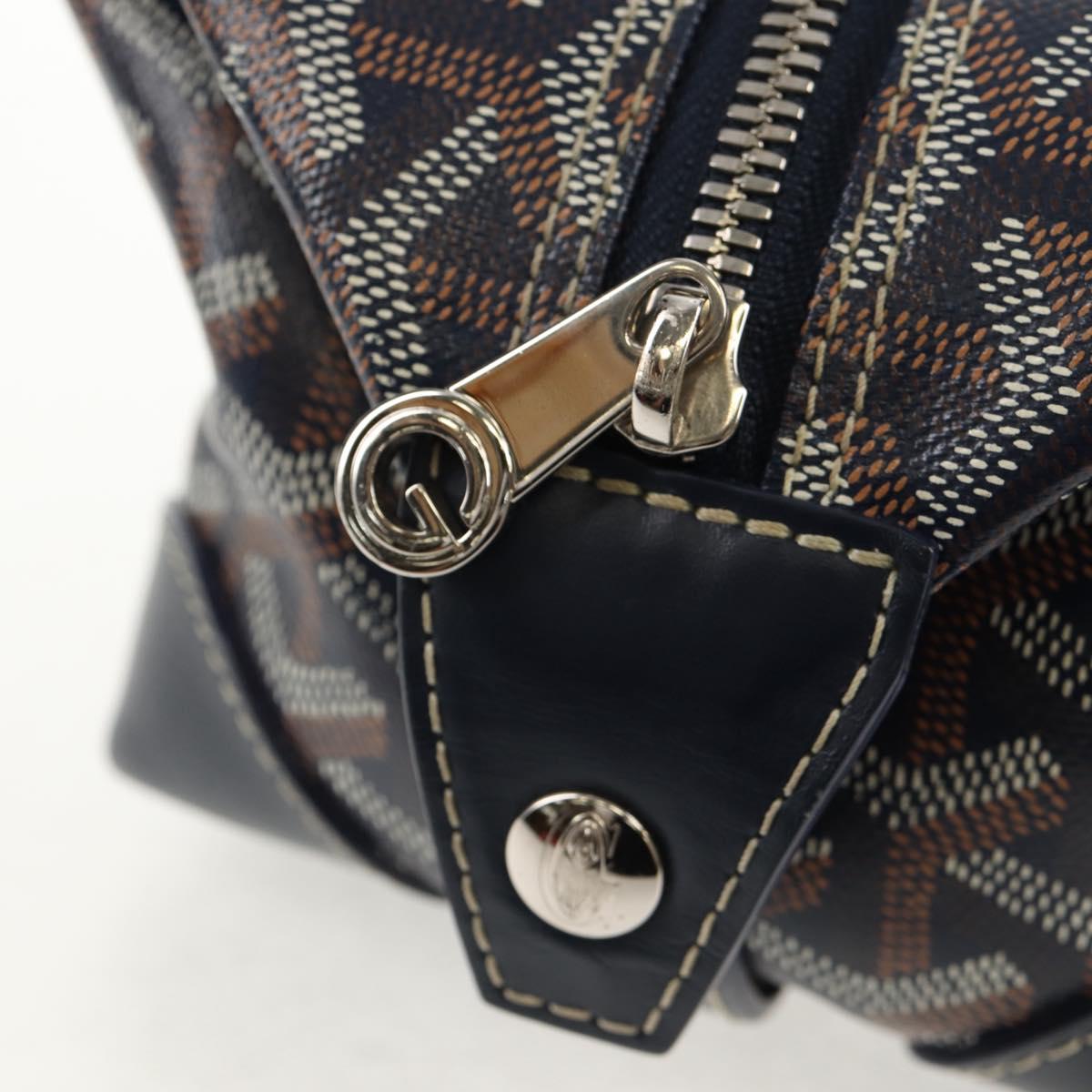 GOYARD Herringbone Bowling 25 Clutch Bag PVC Leather Navy Auth 136620M