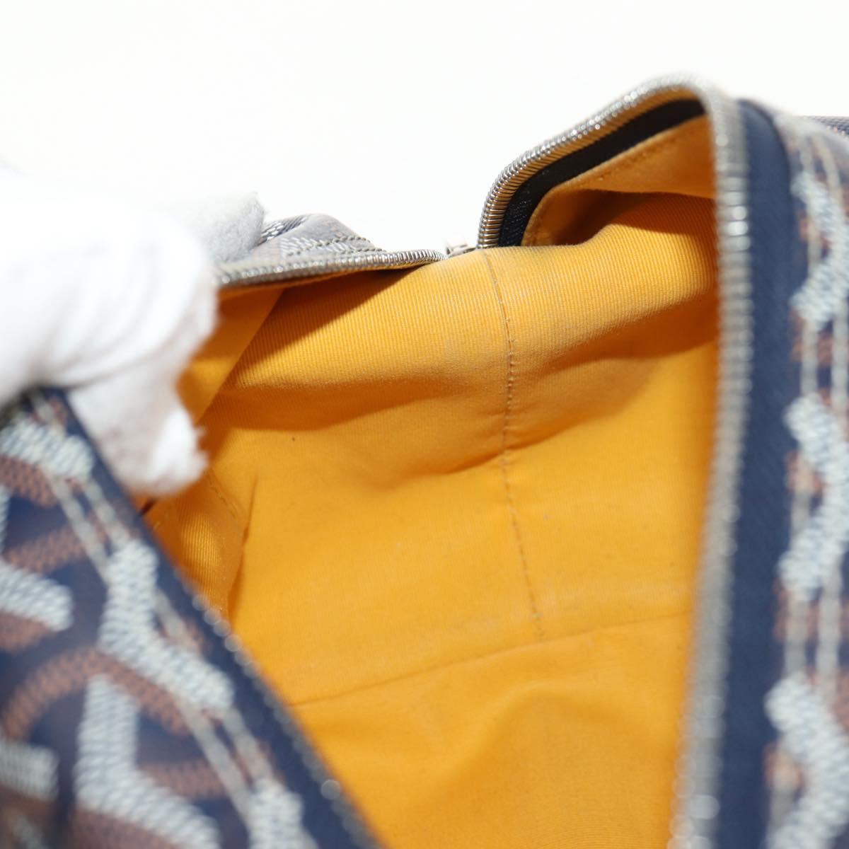 GOYARD Herringbone Bowling 25 Clutch Bag PVC Leather Navy Auth 136620M