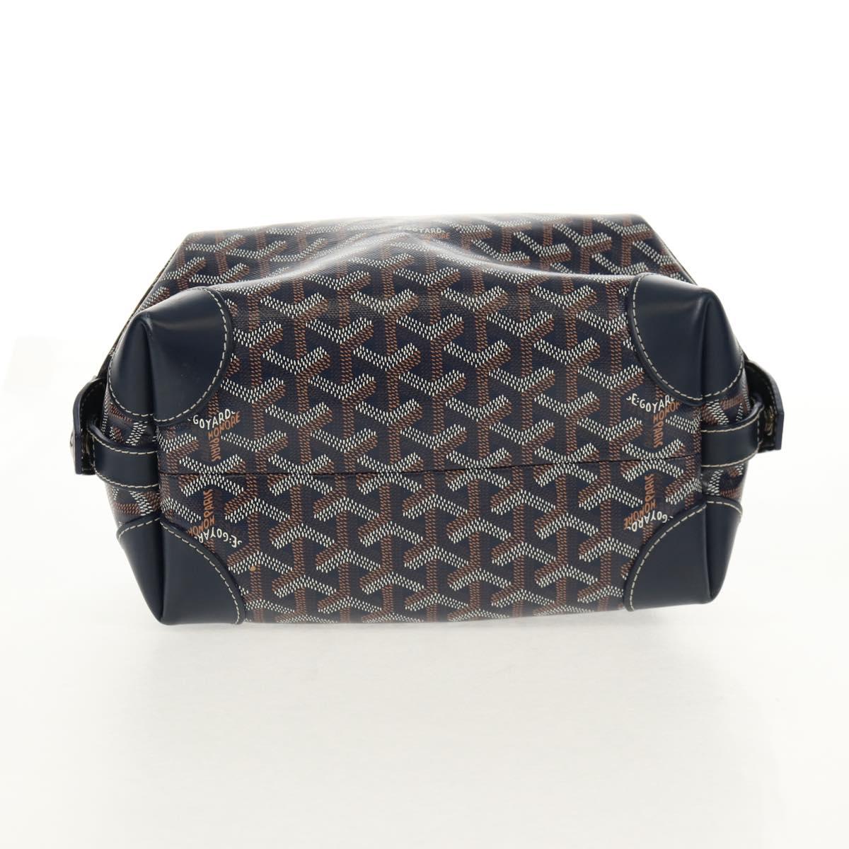 GOYARD Herringbone Bowling 25 Clutch Bag PVC Leather Navy Auth 136620M