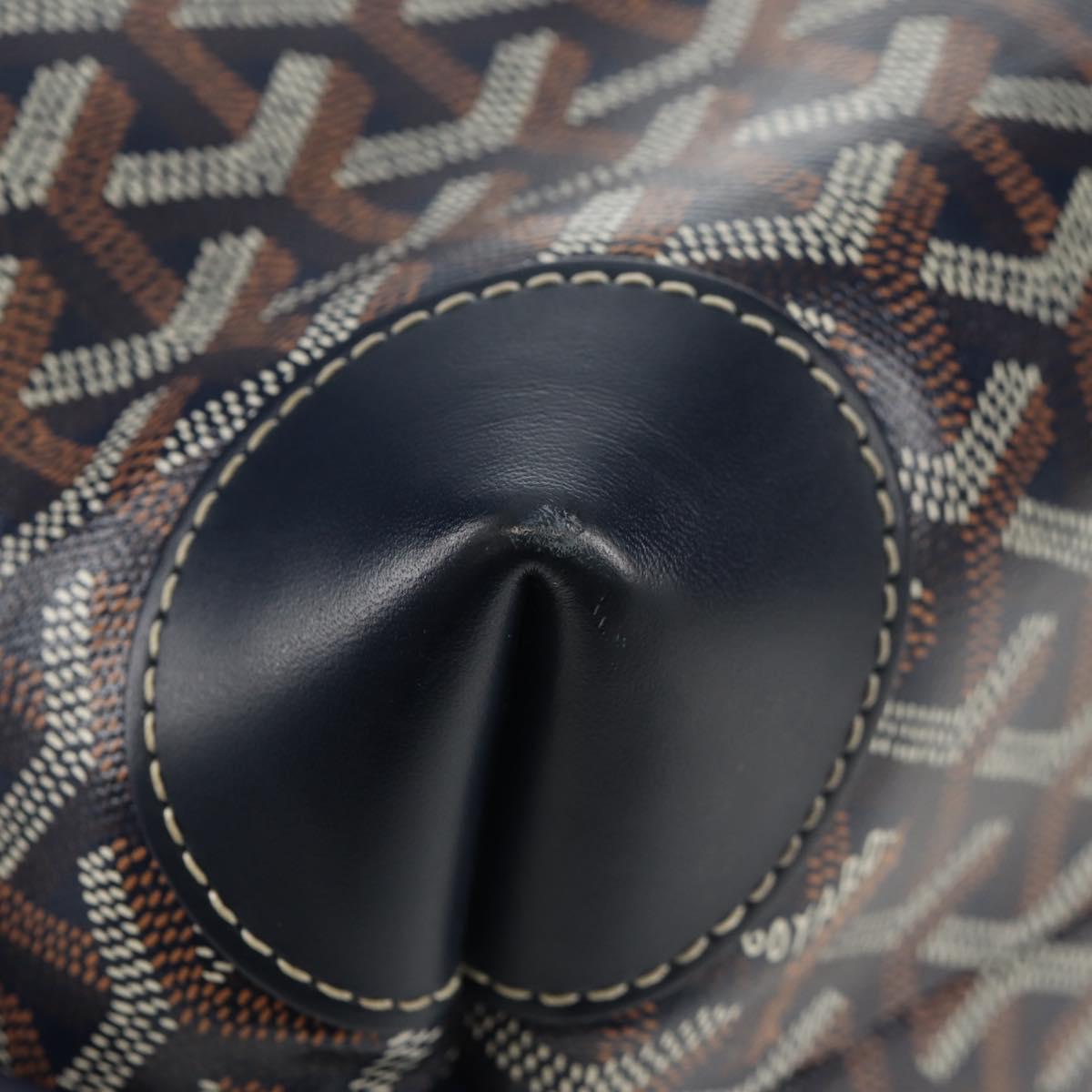 GOYARD Herringbone Bowling 25 Clutch Bag PVC Leather Navy Auth 136620M