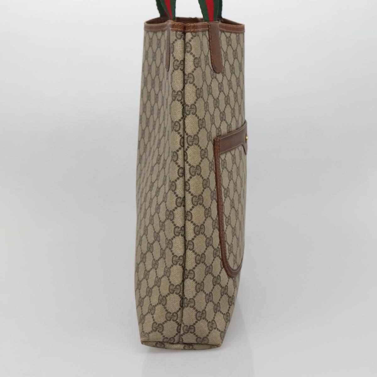 GUCCI GG Supreme Web Sherry Line Tote Bag PVC Beige 39 002 4487 Auth 136646