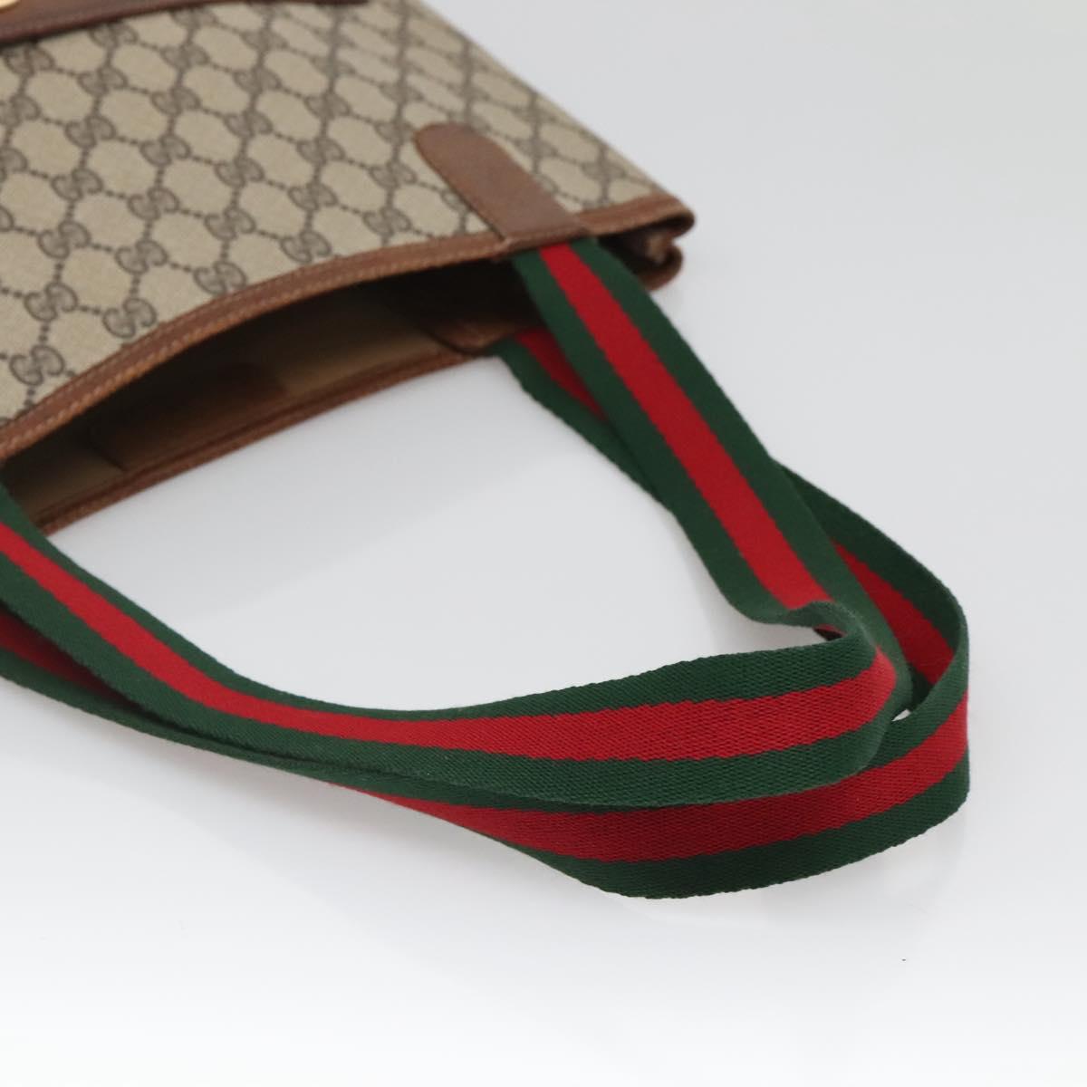 GUCCI GG Supreme Web Sherry Line Tote Bag PVC Beige 39 002 4487 Auth 136646