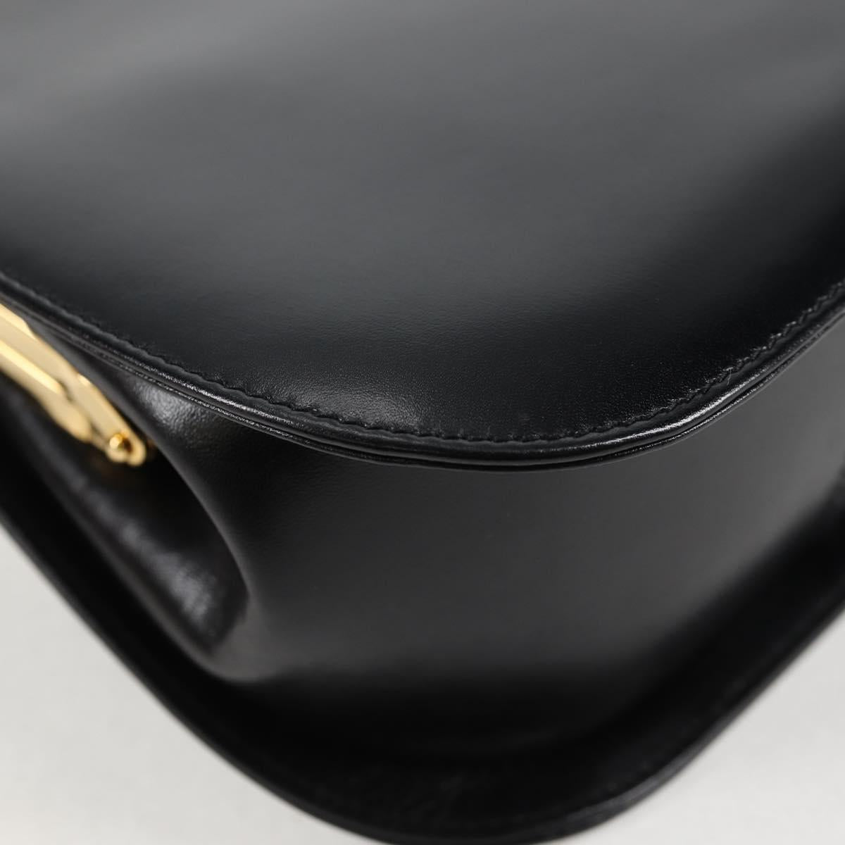 Salvatore Ferragamo Gancini Hand Bag Leather Black Gold Auth 136667V
