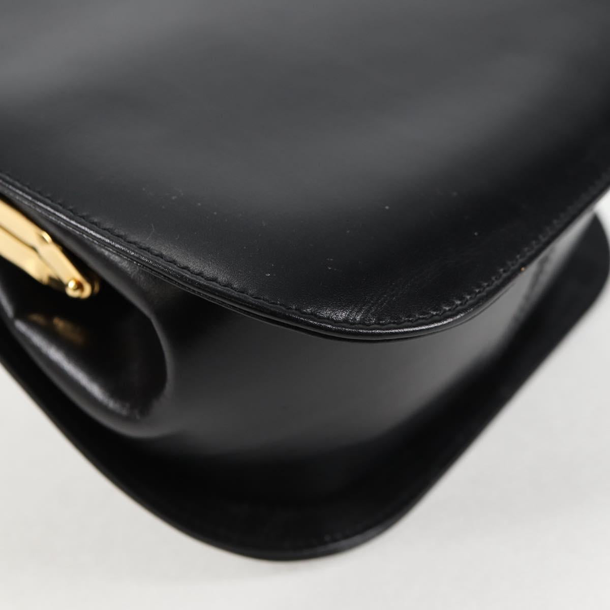 Salvatore Ferragamo Gancini Hand Bag Leather Black Gold Auth 136667V