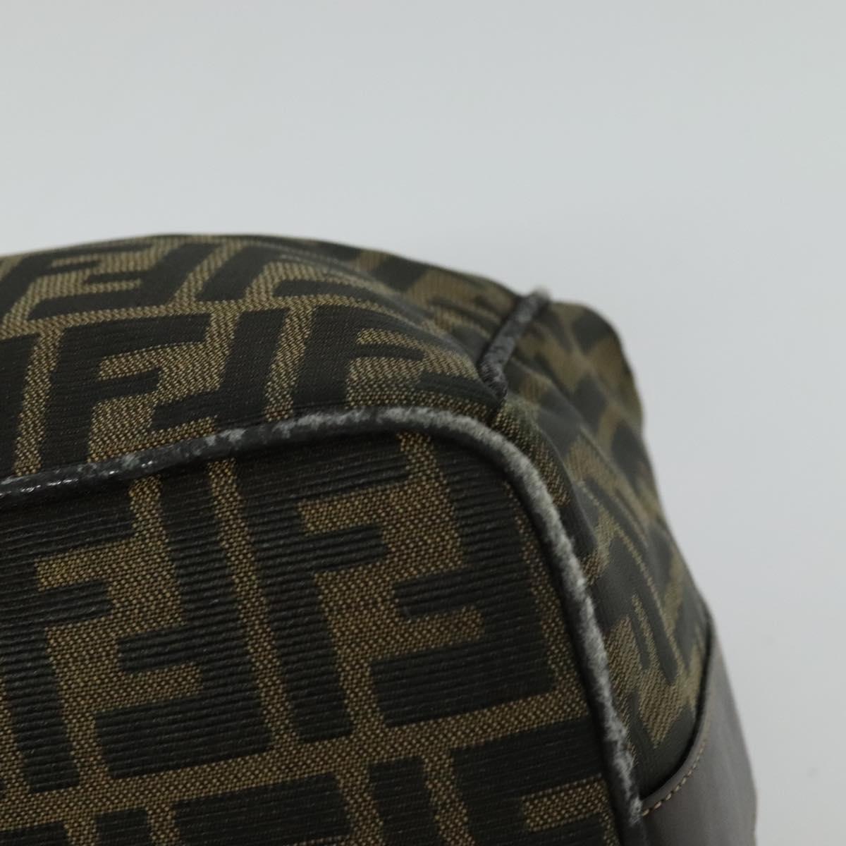 FENDI Zucca Canvas Vanity Pouch Black Brown Auth 136668