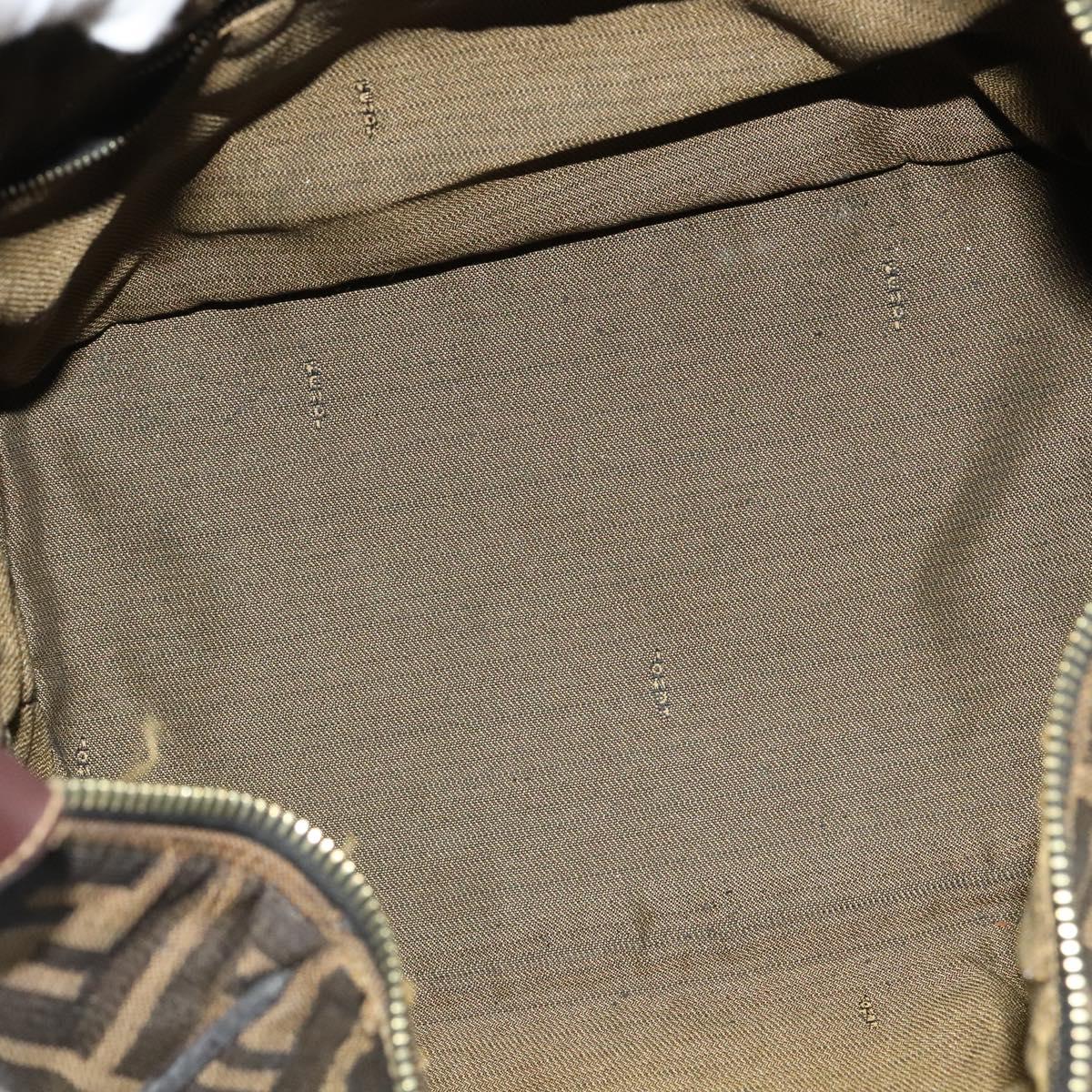 FENDI Zucca Canvas Vanity Pouch Black Brown Auth 136668