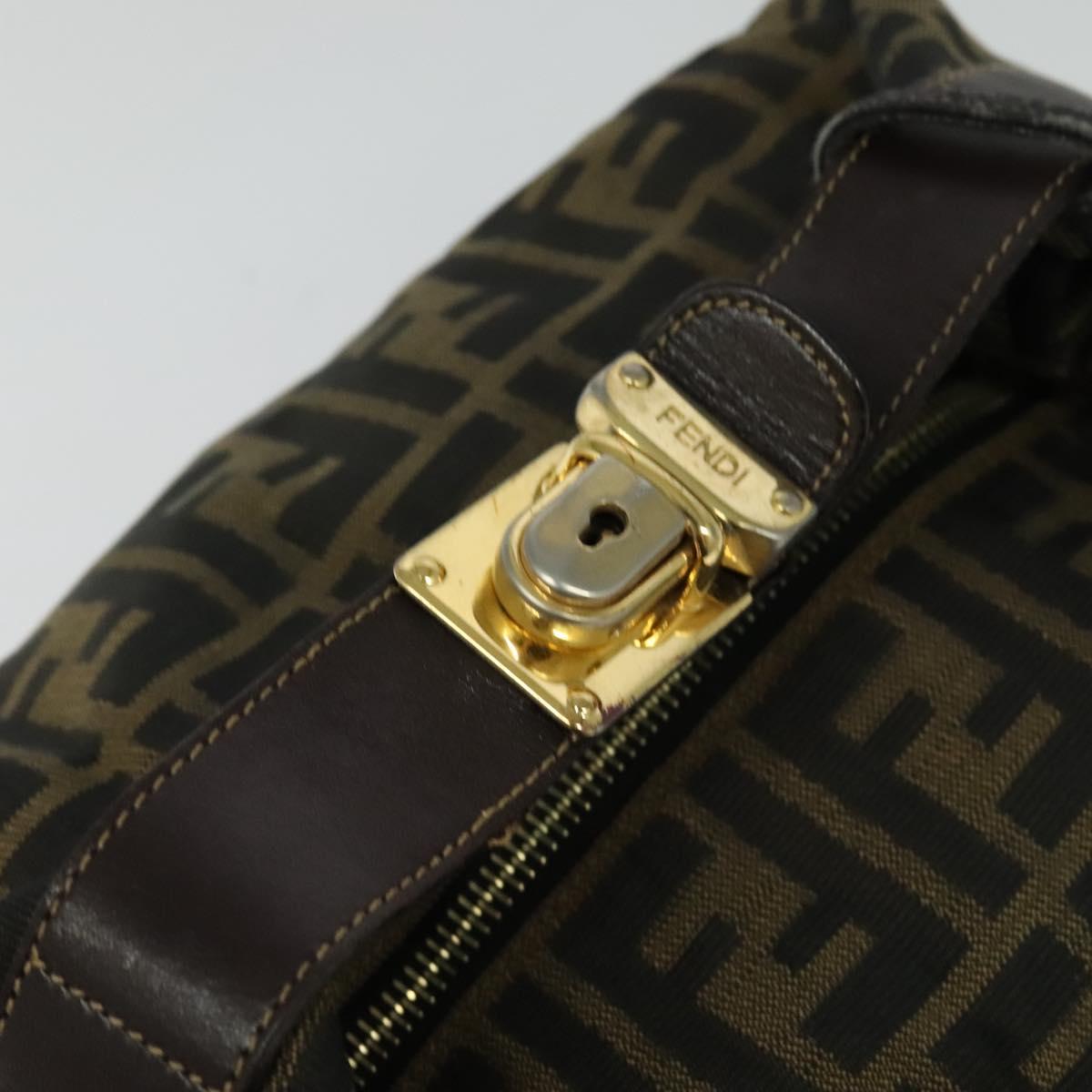 FENDI Zucca Canvas Vanity Pouch Black Brown Auth 136668