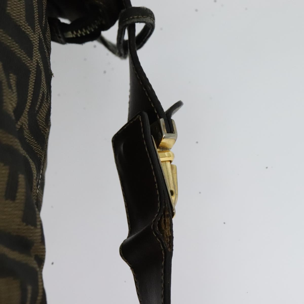 FENDI Zucca Canvas Vanity Pouch Black Brown Auth 136668