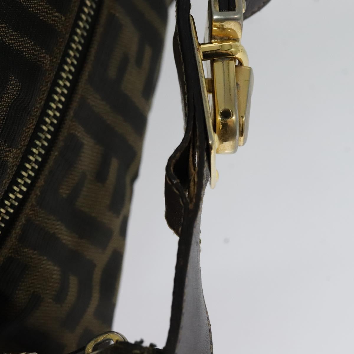 FENDI Zucca Canvas Vanity Pouch Black Brown Auth 136668