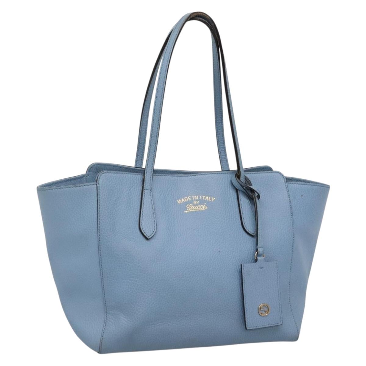GUCCI Tote Bag Leather Light Blue 354408 Auth 136670