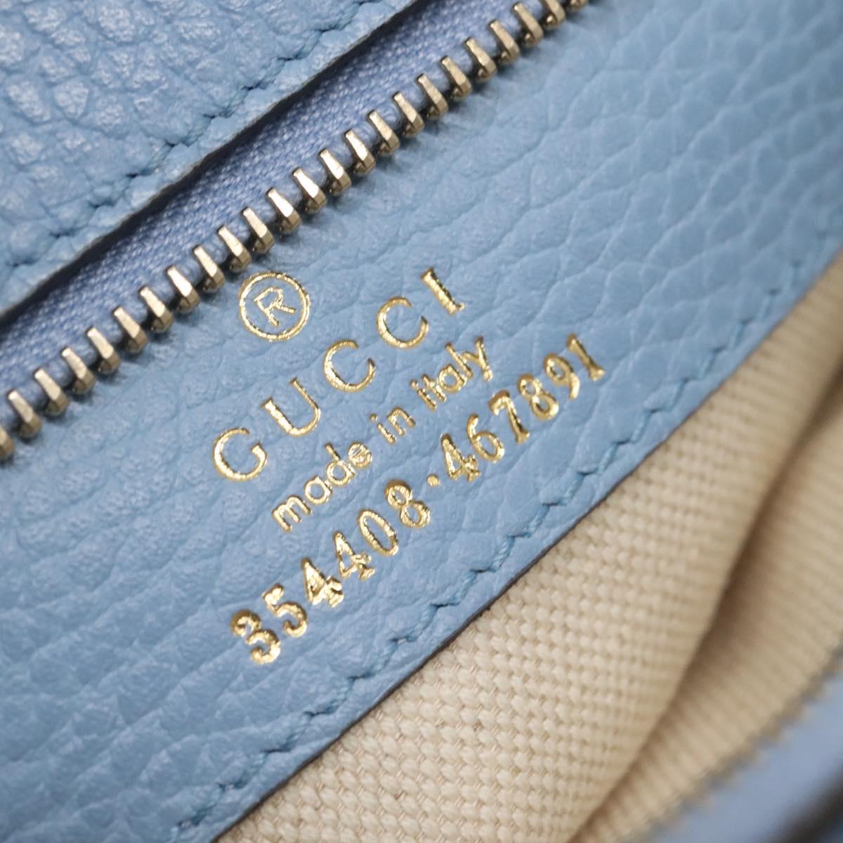 GUCCI Tote Bag Leather Light Blue 354408 Auth 136670