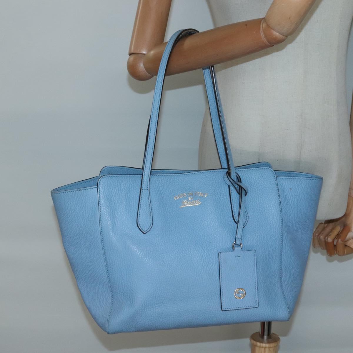 GUCCI Tote Bag Leather Light Blue 354408 Auth 136670