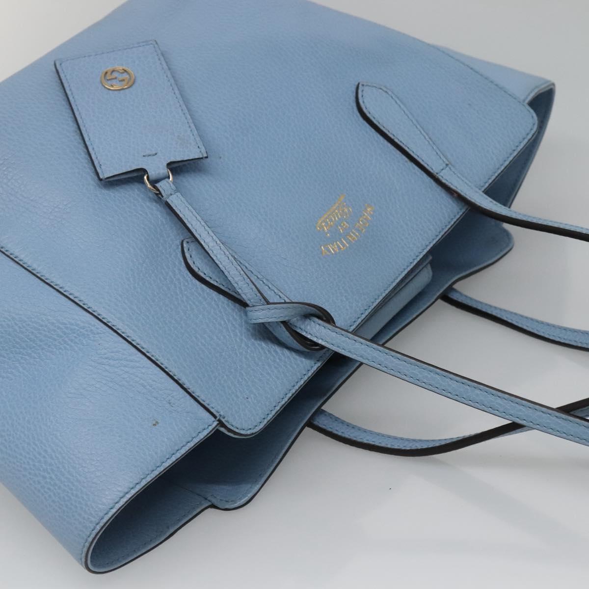 GUCCI Tote Bag Leather Light Blue 354408 Auth 136670