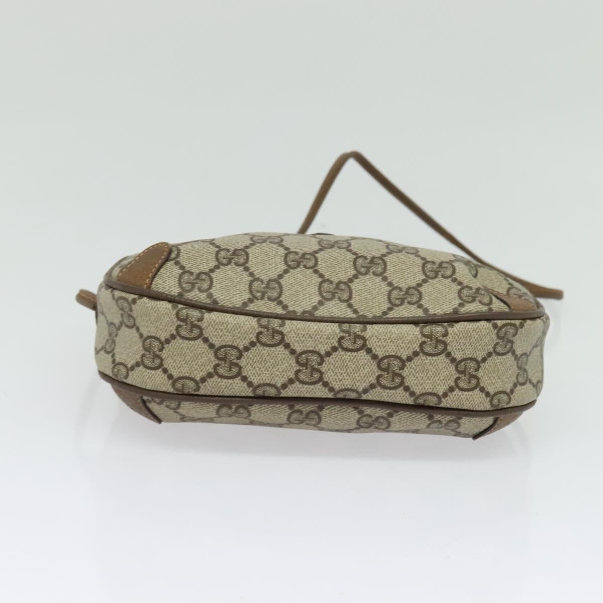 GUCCI GG Supreme Web Sherry Line Bag PVC Beige Gold 89 02 066 Auth 136671