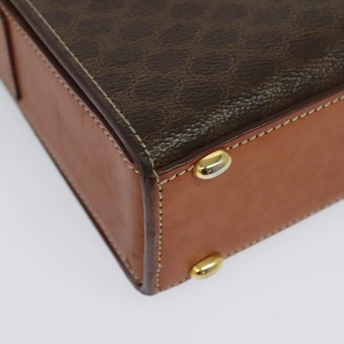 CELINE Macadam Canvas Shoulder Bag PVC Leather Brown Gold Auth 136673