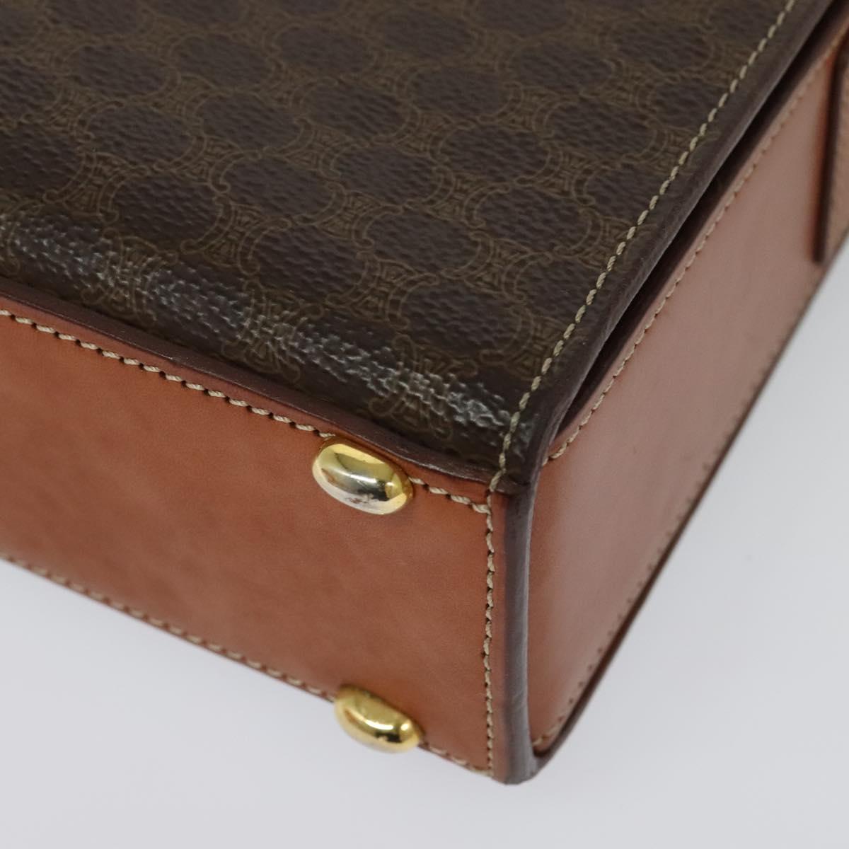 CELINE Macadam Canvas Shoulder Bag PVC Leather Brown Gold Auth 136673
