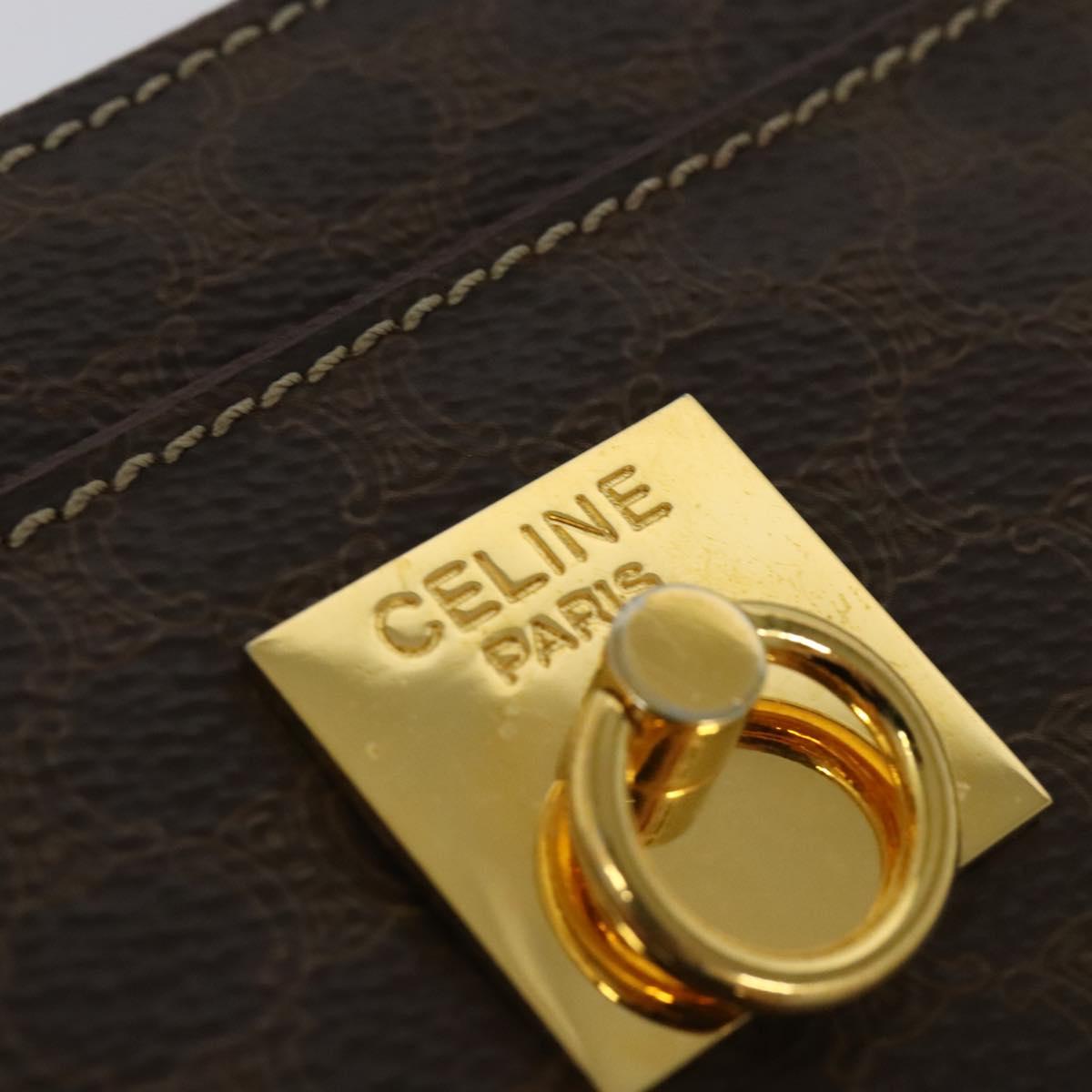 CELINE Macadam Canvas Shoulder Bag PVC Leather Brown Gold Auth 136673