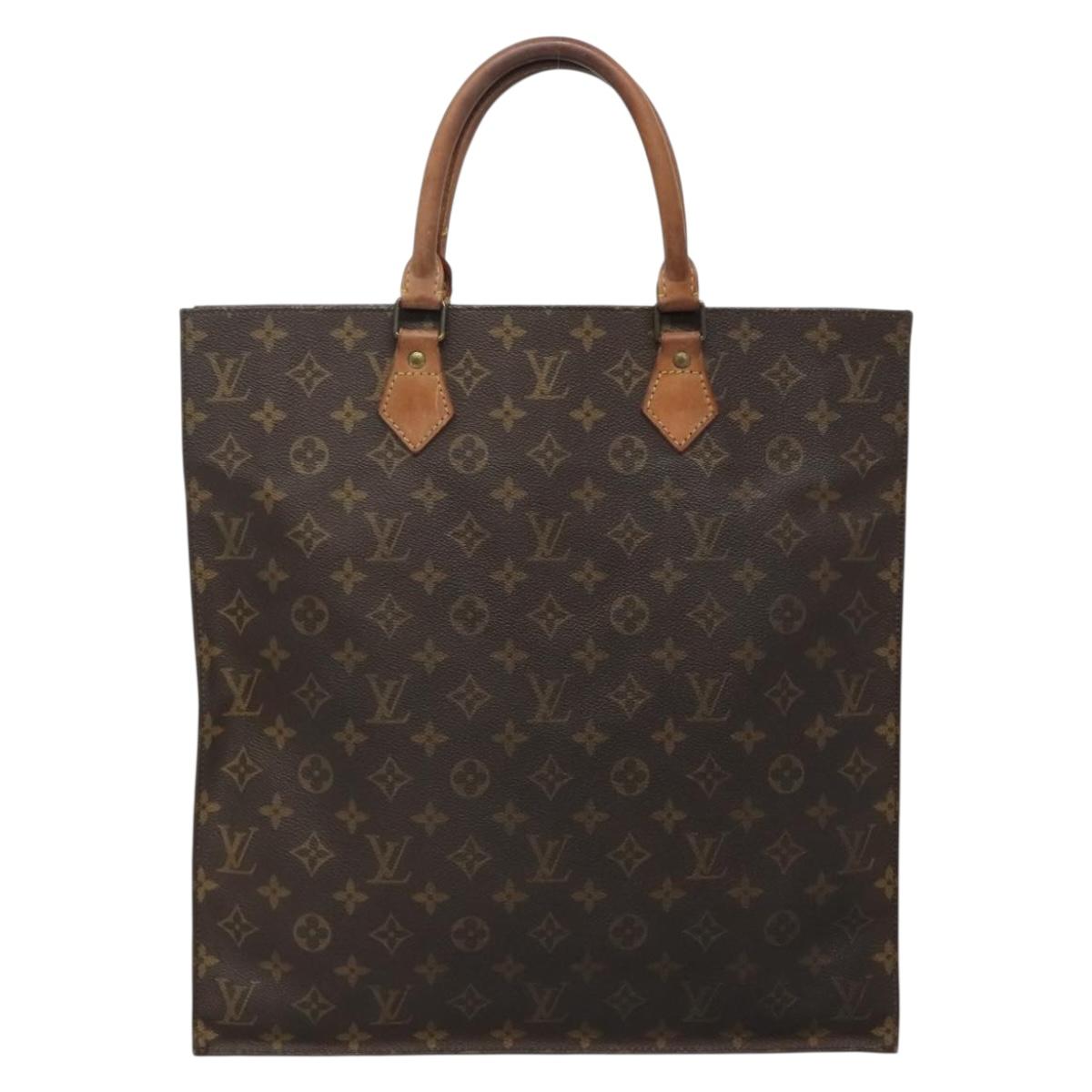 LOUIS VUITTON Monogram Sac Plat Hand Bag M51140 LV Auth 136681