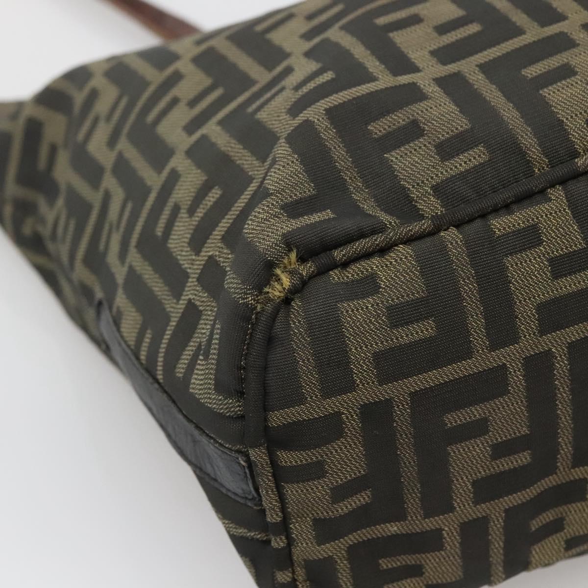 FENDI Zucca Canvas Tote Bag Brown Black Auth 136691