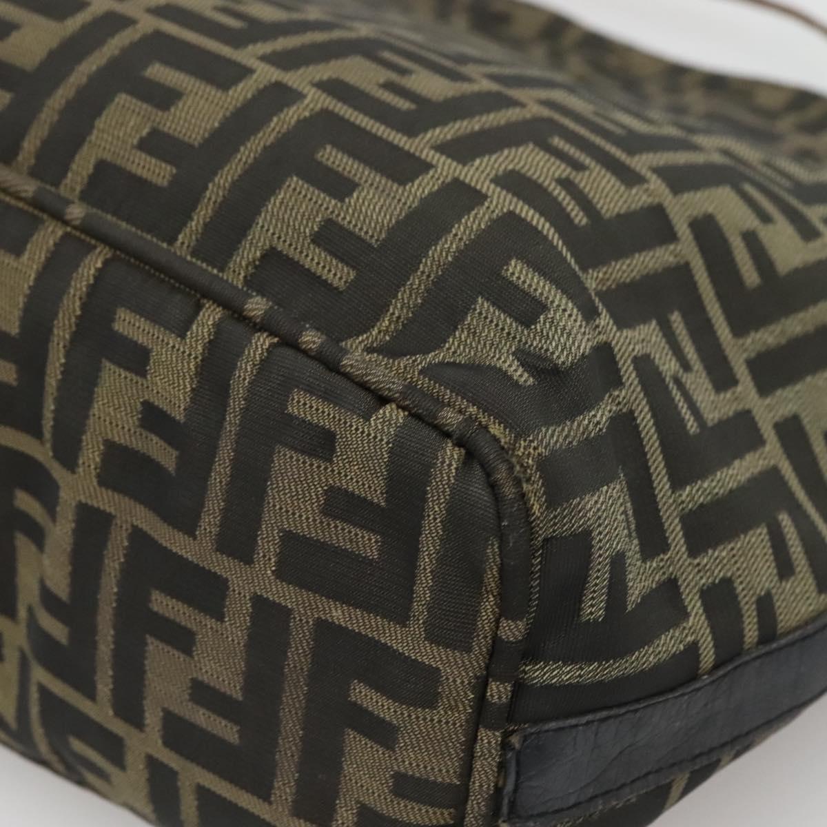 FENDI Zucca Canvas Tote Bag Brown Black Auth 136691