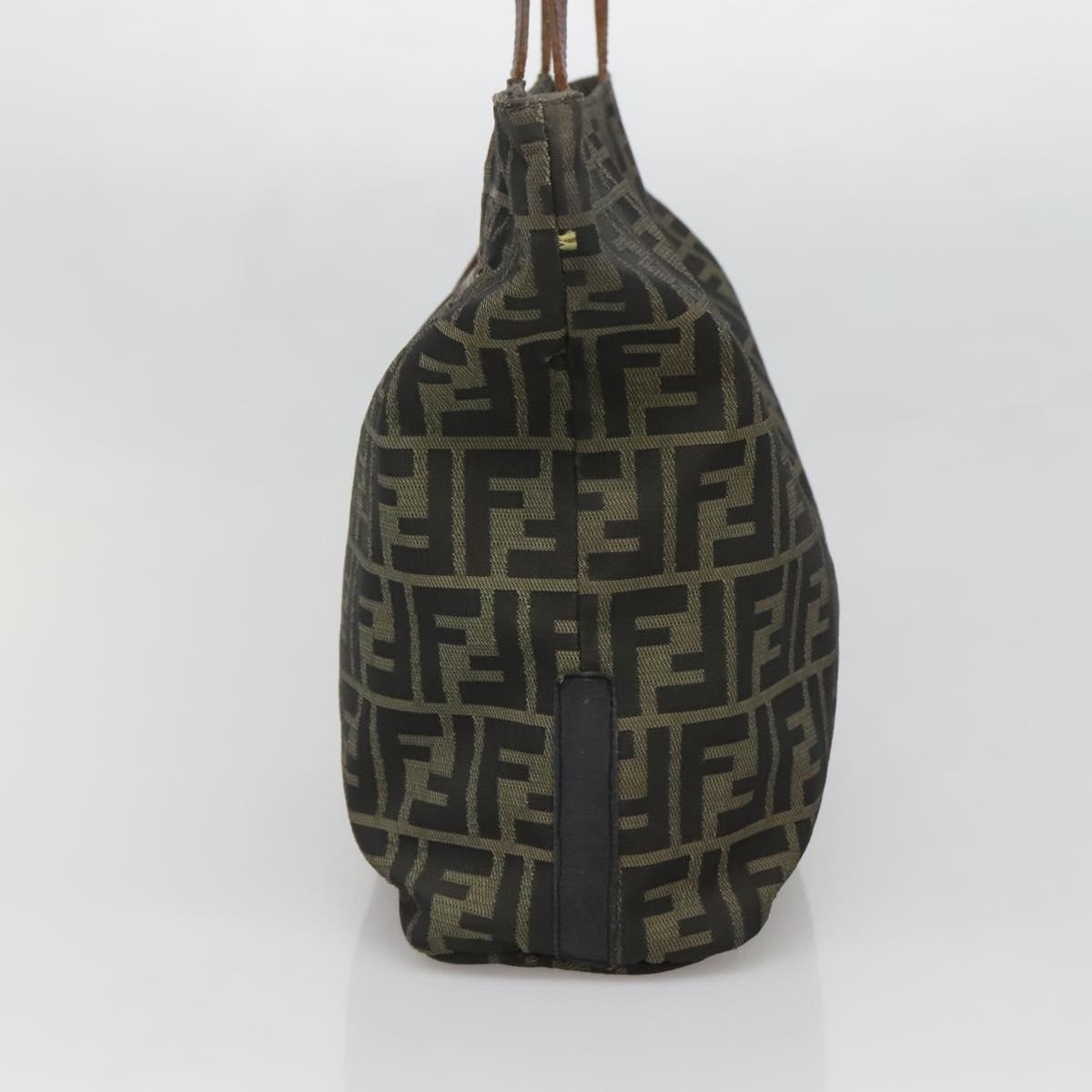FENDI Zucca Canvas Tote Bag Brown Black Auth 136691