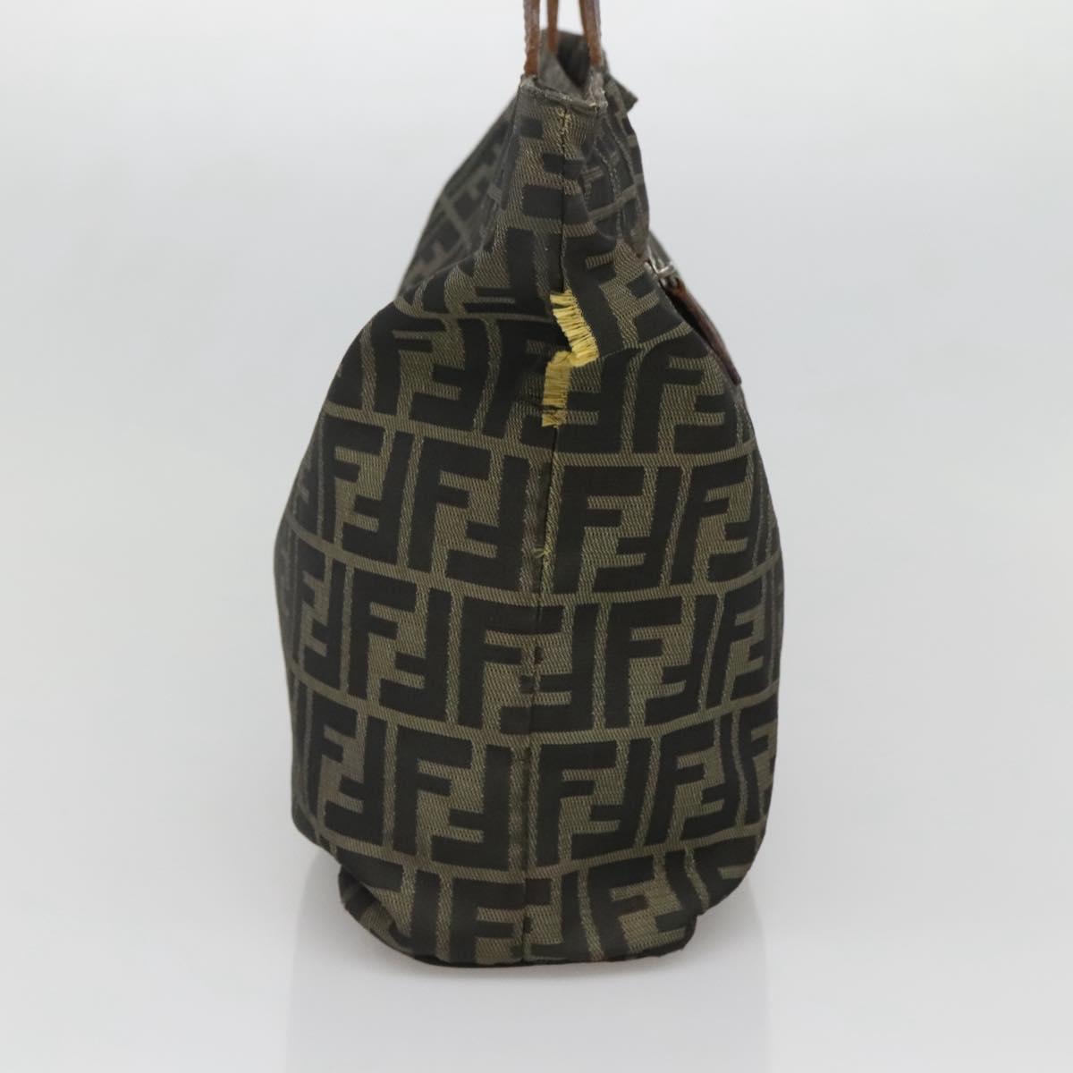FENDI Zucca Canvas Tote Bag Brown Black Auth 136691